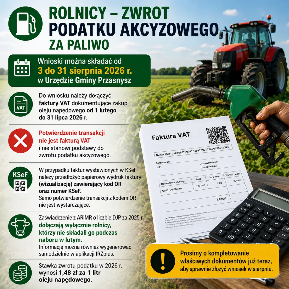 Zwrot podatku akcyzowego za paliwo dla rolników