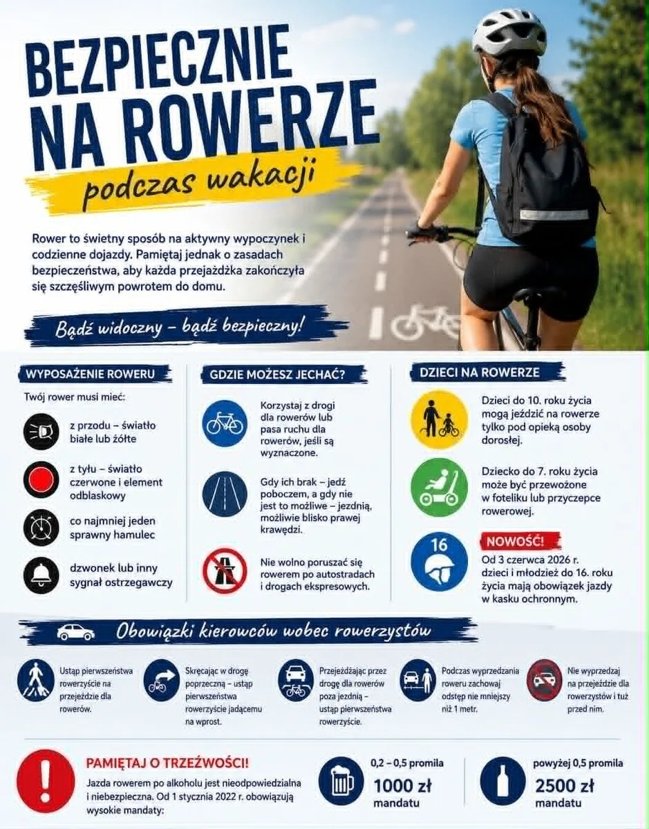 Bezpieczeństwo rowerzystów na wakacje