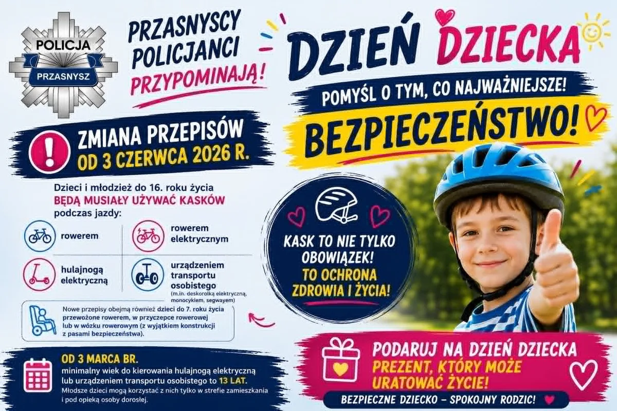 Bezpieczeństwo na Dzień Dziecka - Przasnyscy policjanci informują o nowych przepisach