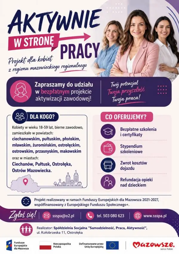 Rekrutacja do projektu 'Aktywnie w stronę pracy' dla kobiet z Mazowsza