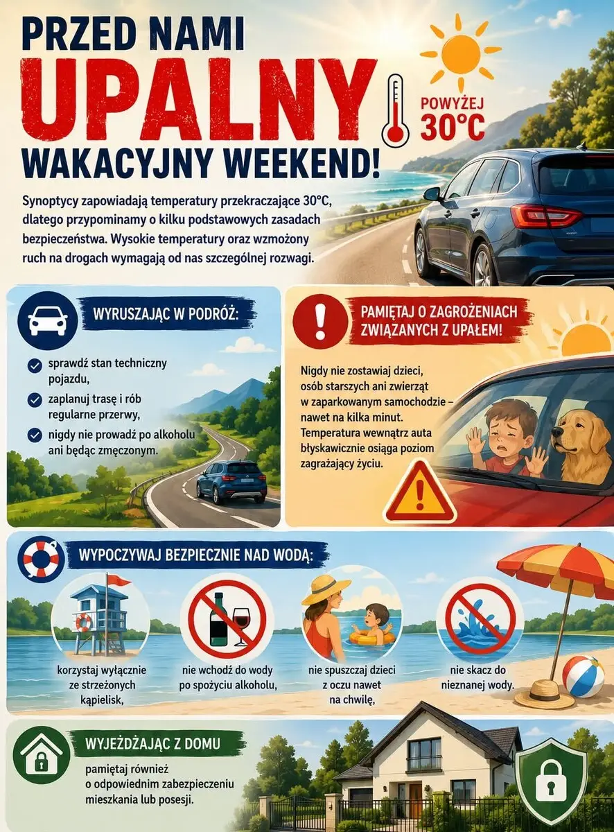 Upalny weekend - zasady bezpieczeństwa na wakacjach